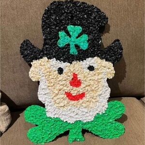 Vintage Melted Popcorn Shamrock Leprechaun St. Patrick's Day Wall Decor